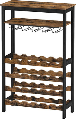 Niceey Wijnrek - Wijnkast - Barkast - Voor 24 Flessen en 15 Glazen - Flessenrek - Wijnrek Metaal