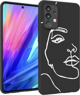 iMoshion Hoesje Geschikt voor Samsung Galaxy A52 (4G) / A52s / A52 (5G) Hoesje Siliconen - iMoshion Design hoesje - Wit / Zwart / Line Art Woman White