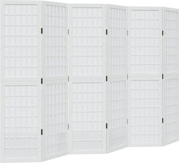 vidaXL - Kamerscherm - met - 6 - panelen - massief - paulowniahout - wit