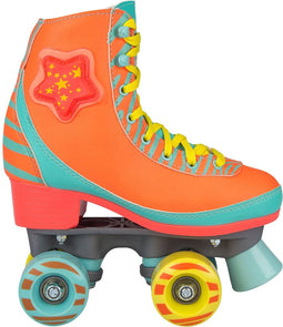 Nijdam Rolschaatsen - LED Star Zebra - Fluororanje/Lichtblauw/Geel - 39/40