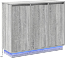 vidaXL - Dressoir - met - LED - - - Grijs - Sonoma, - 90x32x75 - cm, - Gemaakt - van - Houtcomposiet