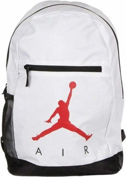 Nike Air Jordan Rugzak Schooltas, Gymtas + Bijpassende Etui - Wit, Rood - Duurzaam en sterk - 100% Polyester (26,4 x 32,3 x 10,5 cm) - 9 L