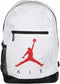 Nike Air Jordan Rugzak Schooltas, Gymtas + Bijpassende Etui - Wit, Rood - Duurzaam en sterk - 100% Polyester (26,4 x 32,3 x 10,5 cm) - 9 L
