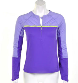 Nike Sphere Dry Long Sleeve Half - Sportshirt - Dames - Maat XL - Paars;Geel;Wit