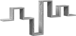 vidaXL - Wandschap - 104,5x10x43 - cm - bewerkt - hout - grijs - sonoma - eikenkleurig