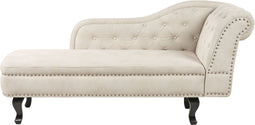NIMES - Chaise longue - Lichtbeige - Rechtszijdig - Fluweel