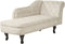 NIMES - Chaise longue - Lichtbeige - Rechtszijdig - Fluweel