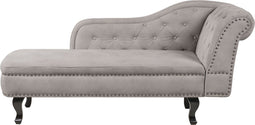 NIMES - Chaise longue - Taupe - Rechtszijdig - Fluweel