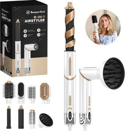 Beeperfect® Airstyler 8 in 1 - Multistyler - Krultang - Föhnborstel - Hairwrap - Föhnborstel - Met