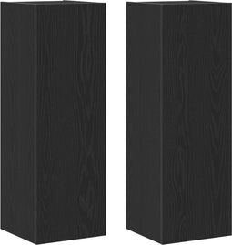 vidaXL - Wandmontage - TV-kasten - 2 - stuks - Zwart - Eiken - 30,5x30x90 - cm - Bewerkt - Hout