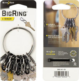 NITE Ize NI-BRG-M1-R3 BigRing 8 S-Biner Sleutelring Zwart, Zilver 1 stuk(s)