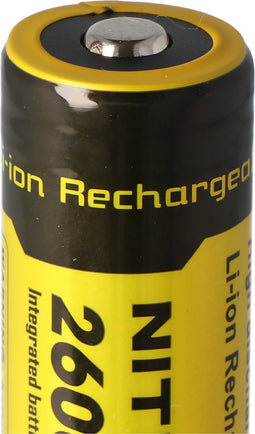 NiteCore 18650 Li-ionbatterij voor LED-zaklampen NL186 met 2600mAh, CR18650 18.6x70mm