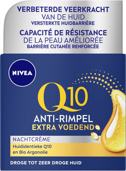 NIVEA Q10 Nachtcrème Extra voedend - Droge Huid - Anti-Rimpel Crème - Creatine – 50 ml