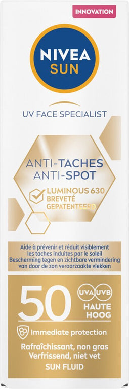 Nivea Sun Face Luminous Zonnecrème SPF 50 - 3 x 40 ml - Voordeelverpakking