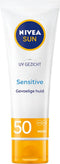 NIVEA SUN Face Sensitive Zonnebrand Gezicht - SPF 50 - Voor de gevoelige huid - Zonnebrandcrème - Parfumvrij - 50 ml