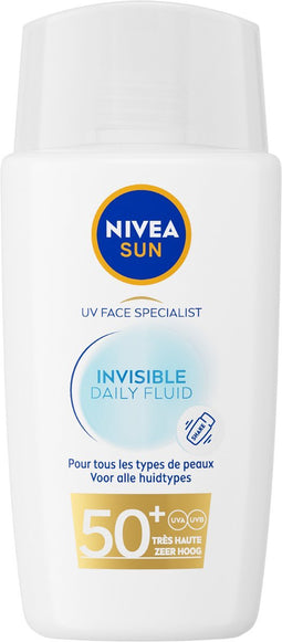 NIVEA SUN UV Face Invisible Daily Fluid Ultralichte Zonnebrand Gezicht - SPF 50+ - Zonnebrandcrème - Trekt Snel In - 40ml