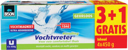 Bison Vochtvreter® - Vochtmagneet navulling - 4x 450 g (3+1 gratis) (4 stuks)