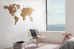 MiMi Innovations® Exclusieve Houten Wereldkaart - Muurdecoratie - Wanddecoratie - Muursticker - 130x78 cm/51.2x30.8 inch - Walnoot