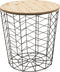 Bijzettafel - metaal met houten blad - zwart 39x41 cm