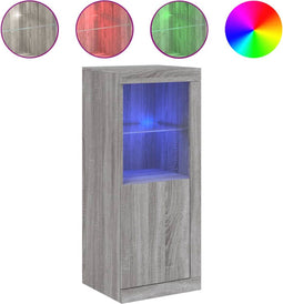 vidaXL - Dressoir - met - LED-verlichting - 41x37x100 - cm - grijs - sonoma - eiken