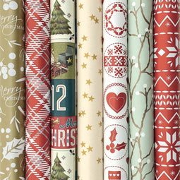 Benza cadeaupapier - Assortiment kerstpapier - 7 rollen 300 x 70 cm multikleur