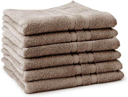 LINNICK Pure Handdoeken Set - 100% Katoen - Taupe - 60x110cm - Per 6 Stuks