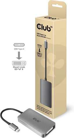 Club3D CAC-1510 - USB-C / DVI Adapter - Resoluties tot 3840 x 2160p - Aluminium