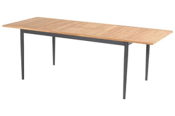 Hartman Silencio Premium Tuintafel - 220 x 90 cm - Natuurlijk Teakhout - Uitklapbaar Blad - Grijs Al