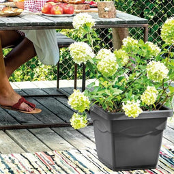 DEROMA Vierkante bloempot Day R Antraciet - 38 cm