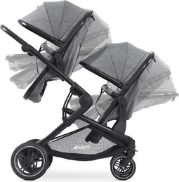 Hauck Atlantic Twin - Tweeling kinderwagen - Compact opvouwbaar - Melange Grey