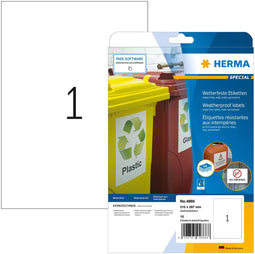 Herma 4866 - Inkjet folie-etiketten A4 - Weerbestendig zelfklevend - Wit/mat