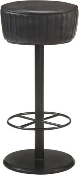 vidaXL - Barkruk - echt - leer - zwart