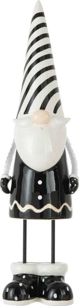 J-Line figuur Kerstman Staan Strepen - keramiek - zwart/wit - large