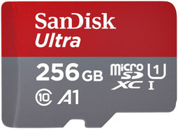 Sandisk Ultra - microSDXC 256GB - UHS-I U1 - 100MB/s leessnelheid - Klasse 10 - Schokbestendig waterdicht (1 stuk)