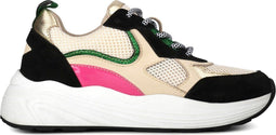 PS Poelman TRIANGLE Dames sneakers - Vetersluiting - Chunky zool 4 cm - Zwart (2023)