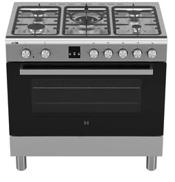 Etna FG190RVS - Gas/Electric Fornuis - 3-rings Wokbrander - Roestvrijstaal