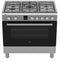 Etna FG190RVS - Gas/Electric Fornuis - 3-rings Wokbrander - Roestvrijstaal