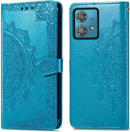 iMoshion Hoesje Geschikt voor Motorola Edge 40 Neo Hoesje Met Pasjeshouder - iMoshion Mandala Bookcase - Turquoise