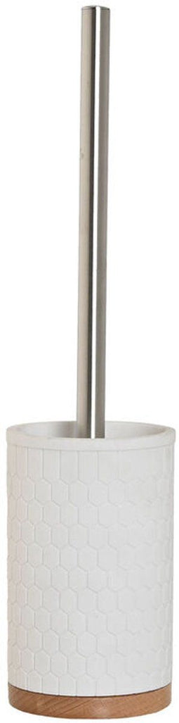 Toiletborstel Home ESPRIT Wit Zilverkleurig Natuurlijk Hars Bamboe 9 x 9 x 37 cm