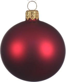 1 Glazen kerstbal mat 15 cm ossenbloed