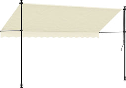 vidaXL - Luifel - uittrekbaar - 350x150 - cm - stof - en - staal - crèmekleurig