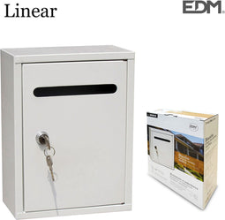 Brievenbus EDM Linear 26 x 20 x 7,5 cm Staal Wit