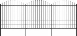 vidaXL - Tuinhek - met - speren - bovenkant - (1,75-2)x5,1 - m - staal - zwart