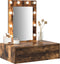 vidaXL - Wandkast - Make-up - Tafel - met - LED - Verlichting - in - Rook - Eik