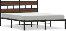 vidaXL - Bedframe - met - hoofdbord - zonder - matras - bruin - eiken - 150x200 - cm