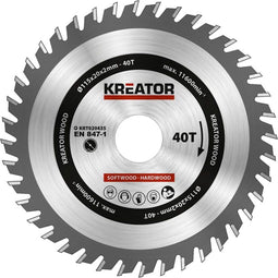 Kreator KRT020435 - Zaagblad hout - Ø115 mm - 40 T - Incl. 4 reductieringen (Ø16 - 15 - 12,7 - 10 mm)