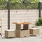 vidaXL - 3-delige - Tuin - Eettafelset - met - Kussens - Beige - van - Poly - Rattan - en - Acacia