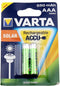 Varta Recharge Accu Solar - AAA (HR03) Oplaadbare Batterijen 550 mAh - Zilver (2 stuks)