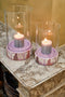 Mica Decorations Javi - Kaarsenhouder - Set van 2 - H35 x Ø19 cm - Roze beige (2 stuks)