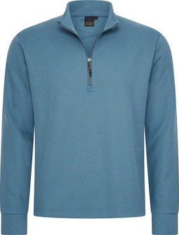 Mario Russo Pique Longsleeve Shirt - Trui Heren - Sweater Heren - Coltrui Heren - L - Blauw